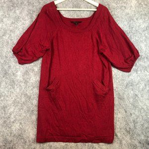 BCBGMAXAZRIA Sweater Dress L Pockets Knee Length Fine Gauge Silk Cashmere Blend
